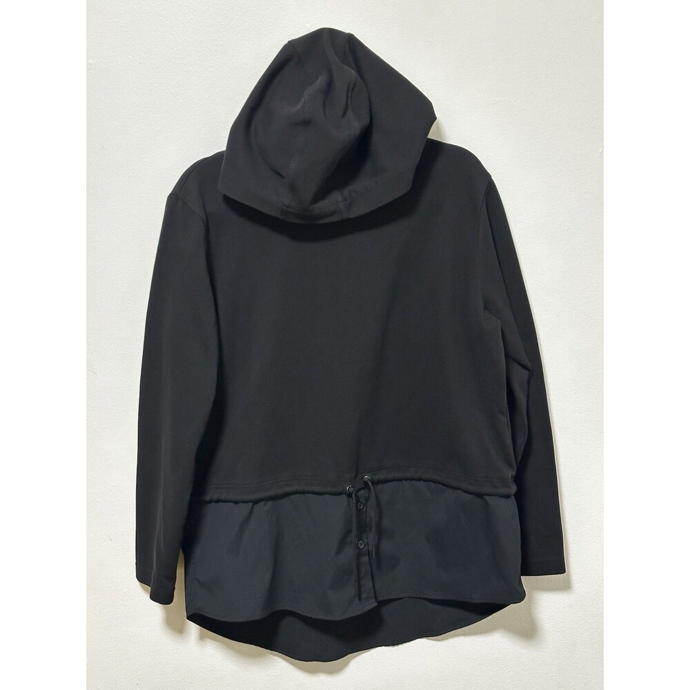 Athleta Gallery Hoodie Top Long Sleeve Drawstring Waist Black Size Large